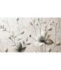 PÁG. 96 - Painel de Parede Flores Grandes Bege e Cinza - Coleção Assinaturas - Tamanho Personalizado - Base Lisa