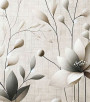 PÁG. 96 - Painel de Parede Flores Grandes Bege e Cinza - Coleção Assinaturas - Tamanho Personalizado - Base Lisa