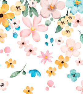 PÁG. 02 - Painel de Parede Flores Coloridas - Tamanho Personalizado - Base Linho ou Palha