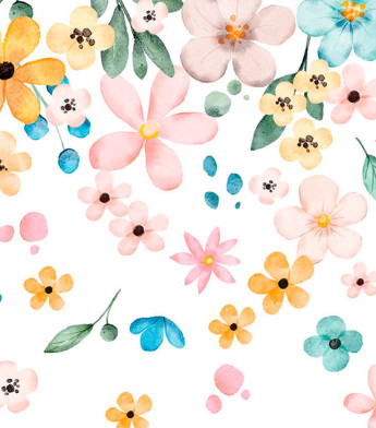 PÁG. 02 - Painel de Parede Flores Coloridas - Tamanho Personalizado - Base Lisa