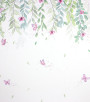 PÁG. 47 - Painel de Parede Flores e Borboletas Rosa e Verde - Coleção Bambine - 350X150cm (Dividido em 4 faixas de Aprox. 90cm)