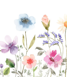 PÁG. 03 - Painel de Parede Flores e Folhas Aquarela - Tamanho Personalizado - Base Linho ou Palha