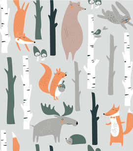 PÁG. 06 - Painel de Parede Floresta e Animais - Tamanho Personalizado - Base Linho ou Palha