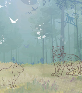 PÁG. 64 - Painel de Parede Floresta e Animais Infantil - Coleção Assinaturas - Tamanho Personalizado - Base Linho ou Palha