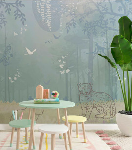 PÁG. 64 - Painel de Parede Floresta e Animais Infantil - Coleção Assinaturas - Tamanho Personalizado - Base Lisa