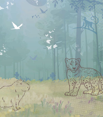 PÁG. 64 - Painel de Parede Floresta e Animais Infantil - Coleção Assinaturas - Tamanho Personalizado - Base Lisa