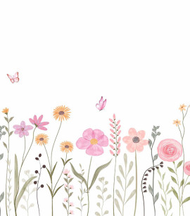 PÁG. 58 - Painel de Parede Florzinhas Rosa - Tamanho Personalizado - Base Linho ou Palha
