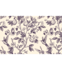 PÁG. 05 - Painel de Parede Folhas, Flores e Pássaros Azul e Bege - Tamanho Personalizado - Base Linho ou Palha