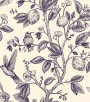 PÁG. 05 - Painel de Parede Folhas, Flores e Pássaros Azul e Bege - Tamanho Personalizado - Base Lisa