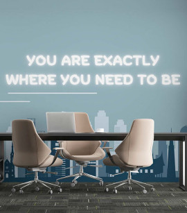 PÁG. 71 - Painel de Parede Frase e Cidade Tons de Azul - Coleção Assinaturas - Tamanho Personalizado - Base Lisa