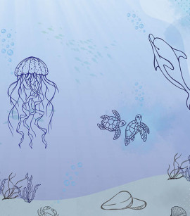 PÁG. 67 - Painel de Parede Fundo do Mar Infantil - Coleção Assinaturas - Tamanho Personalizado - Base Linho ou Palha