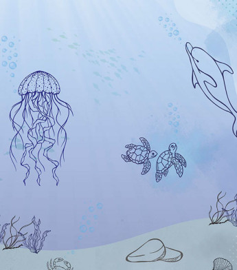 PÁG. 67 - Painel de Parede Fundo do Mar Infantil - Coleção Assinaturas - Tamanho Personalizado - Base Linho ou Palha