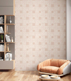 PÁG. 44 - Painel de Parede Geométrico Bege Rosado - Tamanho Personalizado - Base Lisa