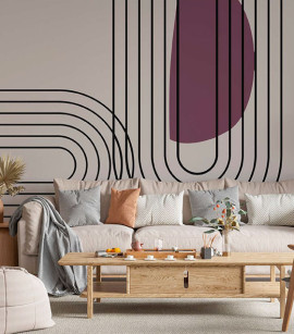 PÁG. 72 - Painel de Parede Geométrico Preto, Vinho e Bege - Coleção Assinaturas - Tamanho Personalizado - Base Lisa