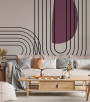 PÁG. 72 - Painel de Parede Geométrico Preto, Vinho e Bege - Coleção Assinaturas - Tamanho Personalizado - Base Lisa