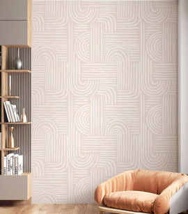 PÁG. 43 - Painel de Parede Geométrico Moderno Bege Rosado - Tamanho Personalizado - Base Lisa