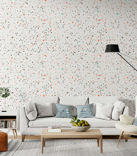 PÁG. 88 - Painel de Parede Granilite Bege, Laranja e Verde - Coleção Assinaturas - Tamanho Personalizado - Base Lisa