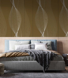 PÁG. 77 - Painel de Parede Linhas Abstratas Marrom e Branco - Coleção Assinaturas - Tamanho Personalizado - Base Linho ou Palha