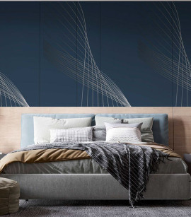 PÁG. 76 - Painel de Parede Linhas Abstratas Azul e Cinza - Coleção Assinaturas - Tamanho Personalizado - Base Lisa