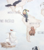 PÁG. 48 - Painel de Parede Mapa Mundi Azul e Bege - Coleção Bambine - 350X150cm (Dividido em 4 faixas de Aprox. 90cm)