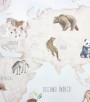 PÁG. 48 - Painel de Parede Mapa Mundi Azul e Bege - Coleção Bambine - 350X150cm (Dividido em 4 faixas de Aprox. 90cm)