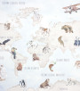 PÁG. 48 - Painel de Parede Mapa Mundi Azul e Bege - Coleção Bambine - 350X300cm (Dividido em 4 faixas de Aprox. 90cm)