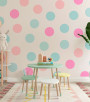 PÁG. 90 - Painel de Parede Poá Rosa e Azul - Coleção Assinaturas - Tamanho Personalizado - Base Linho ou Palha