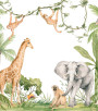 PÁG. 09 - Painel de Parede Selva com Animais - Tamanho Personalizado - Base Linho ou Palha