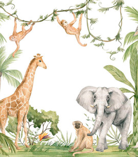PÁG. 09 - Painel de Parede Selva com Animais - Tamanho Personalizado - Base Lisa