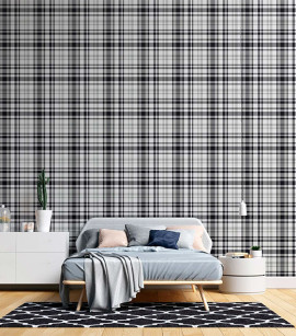 PÁG. 38 - Painel de Parede Xadrez Tartan Preto - Tamanho Personalizado - Base Lisa