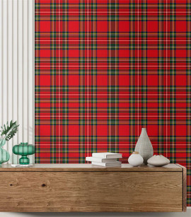 PÁG. 39 - Painel de Parede Xadrez Tartan Vermelho - Tamanho Personalizado - Base Linho ou Palha