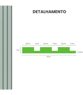 Painel Ripado Play Verde 10 CM X 1 CM - Rolo com 10M - Coleção Meu Rodapé