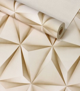 PÁG. 22 - Papel de Parede 3D Geométrico - Importado Lavável - Coleção Lord II (Bege Rosado/ Com Brilho)