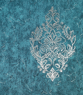 PÁG. 0 - Papel de Parede Adamascado Azul Detalhes em Brilho - Coleção Verona 2 - Vinílico Importado