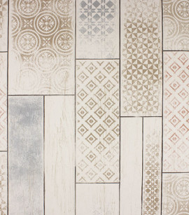 PÁG. 13 - Papel de Parede Azulejo Bege e Azul - Coleção Infinity G - Vinílico Importado