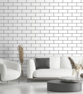 PÁG. 71 - Papel de Parede Azulejo Branco e Preto Leve Brilho - Coleção Infinity G - Vinílico Importado