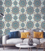 PÁG. 15 - Papel de Parede Mandala Tons de Azul e Bege - Coleção Infinity G - Vinílico Importado