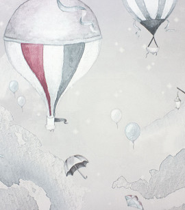 PÁG. 43 - Papel de Parede Balões e Nuvens Cinza - Coleção Valence - Vinílico Importado