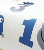 Papel de Parede Bichinhos e Números Cinza e Azul - Coleção Império Algodão Doce - Importado Lavável