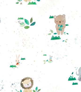 PÁG. 00 - Papel de Parede Bichinhos Off-White - Coleção Brincar Bobinex - Vinílico Importado