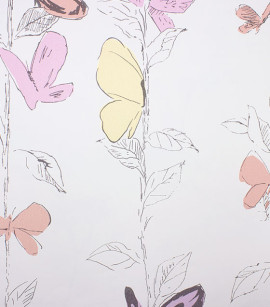 PÁG. 62 - Papel de Parede Borboletas Rosa, Lilás e Amarelo - Coleção Valence - Vinilizado Importado