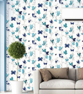PÁG. 60 - Papel de Parede Borboletas Tons de Azul - Coleção Valence - Vinilizado Importado