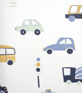 Papel de Parede Carrinhos Azul - Coleção Sonhos Bobinex - Vinílico Importado