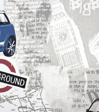 PÁG. 42 - Papel de Parede Carros Vintage Cinza e Azul - Coleção Valence - Vinílico Importado