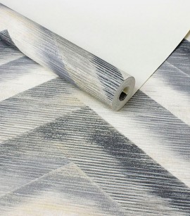 PÁG. 18 - Papel de Parede Chevron - Coleção Trinity Império - Lavável (Preto/ Bege)