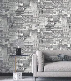 PÁG. 67 - Papel de Parede Cidade Preto e Branco - Coleção Infinity G - Vinílico Importado