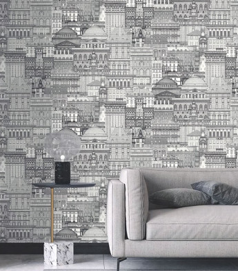 PÁG. 67 - Papel de Parede Cidade Preto e Branco - Coleção Infinity G - Vinílico Importado