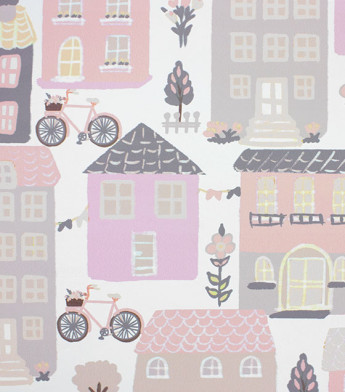 PÁG. 19 - Papel de Parede Cidade Tons de Rosa - Coleção Bambine - Vinílico Importado