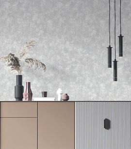 PÁG. 08 - Papel de Parede Cimento Queimado Cinza Claro - Coleção Casa - Vinílico Importado