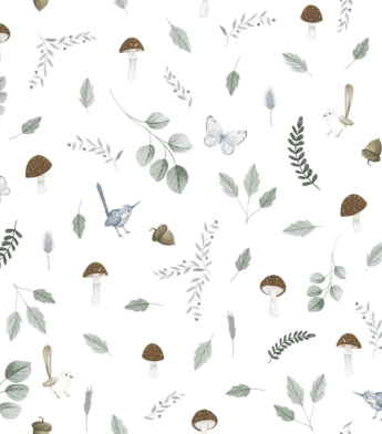 PÁG. 30 - Papel de Parede Cogumelos Marrom e Verde Acinzentado - Coleção Sonhos Bobinex - Vinílico Importado